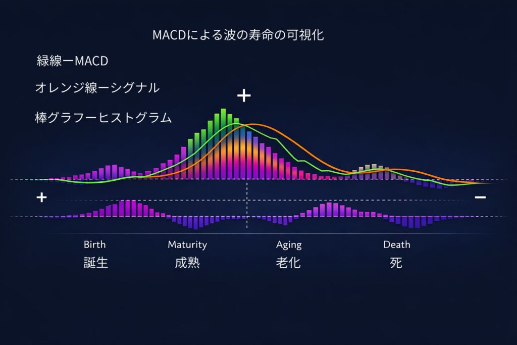MACDによる波の寿命の可視化
